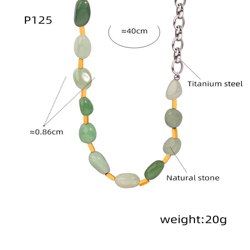 Dopamine Retro Luxury Clavicle Necklace: Colored Stone Beaded Titanium Steel Chain