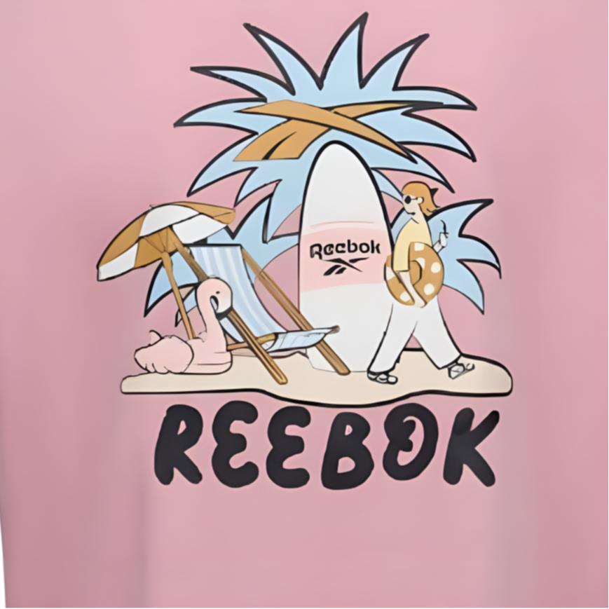 Reebok Classic Retro Casual Comfortable Trendy Round Neck Short Sleeve T-Shirt Unisex Tops Light-Pink 24SRM431UGF2