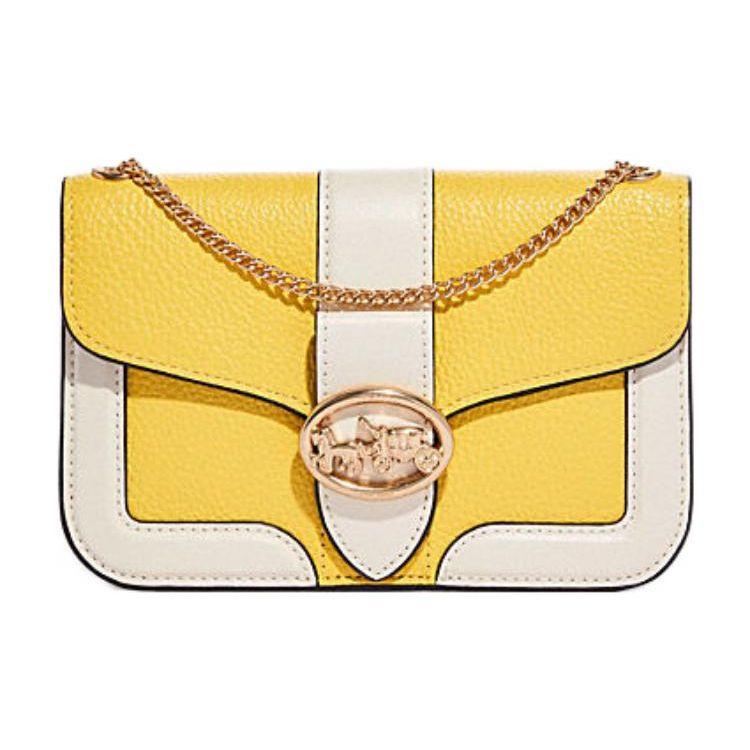

Coach Georgie 19 Leather Color Block Horse And Carriage Buckle Chain Shoulder Bag Women Shoulder Bag Yellow White C6440-IMTYD Basic Set (Bag+Dust Bag)
