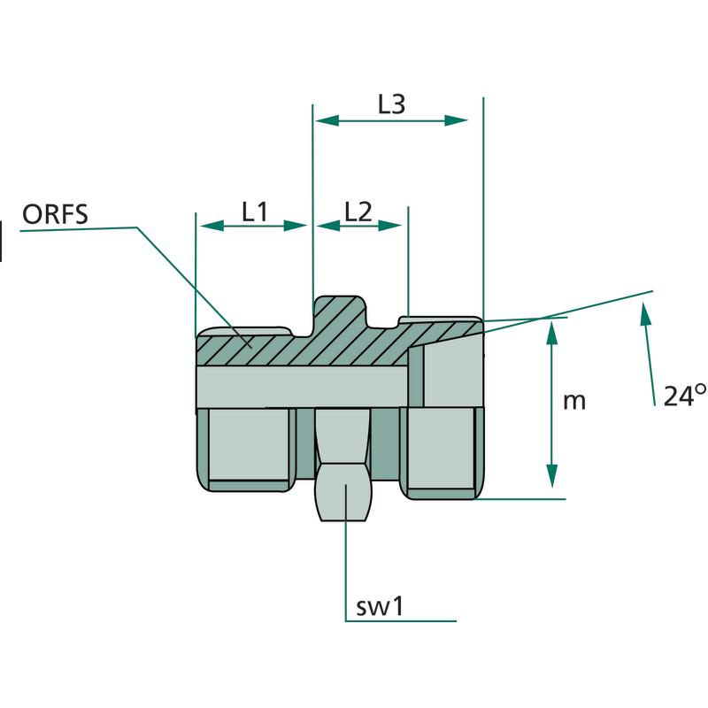 Straight hydraulic connector 9/16" M12x1.5 315bar