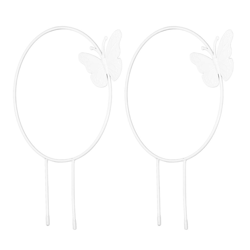 2Pcs Butterfly Garden Climbing Trellis Beautiful Iron Plant Trellis for Decorative Potted Climbing Vines Flowers Round
