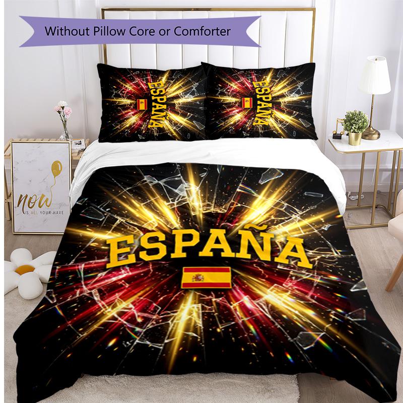 Set Lenzuola Stampate Caldo e Traspirante 3 Pezzi Spagna Calcio, Come Regalo per Inaugurazione Casa o Festa