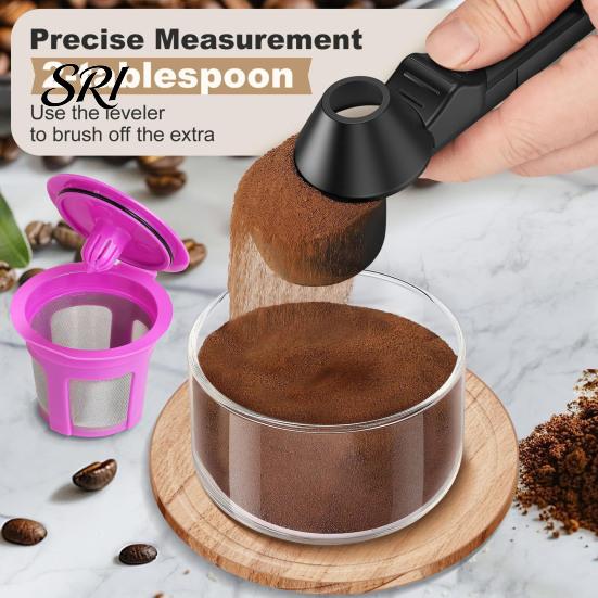 No Spill Coffee Scoop Sliding Spoon Non-Spill Design Long Handle Measuring for Filter Grounds BPA-Free Dishwasher Safe Essential Barista Tool