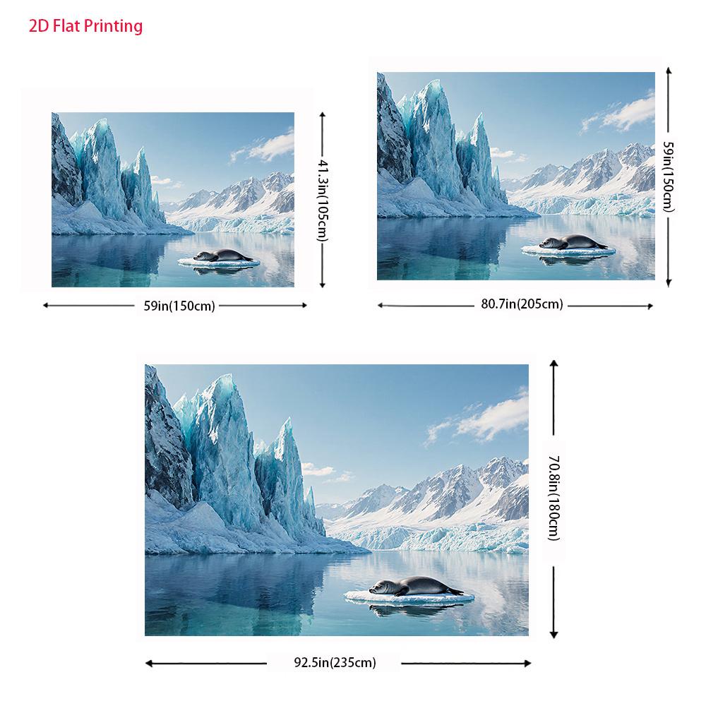2D Flat Surface 1 Piece of Antarctic-themed Background Fabric with a Tower-shaped Banner Suitable for Decorating the Room