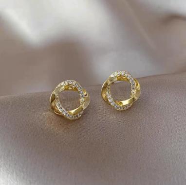 Pearl Metal Round Earrings One Size