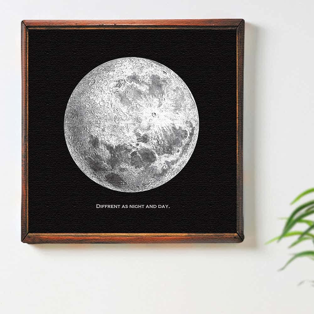 Lib Moon Space Fabric Panel 57cm Canvas Art Black Interior Decor Made Japan
