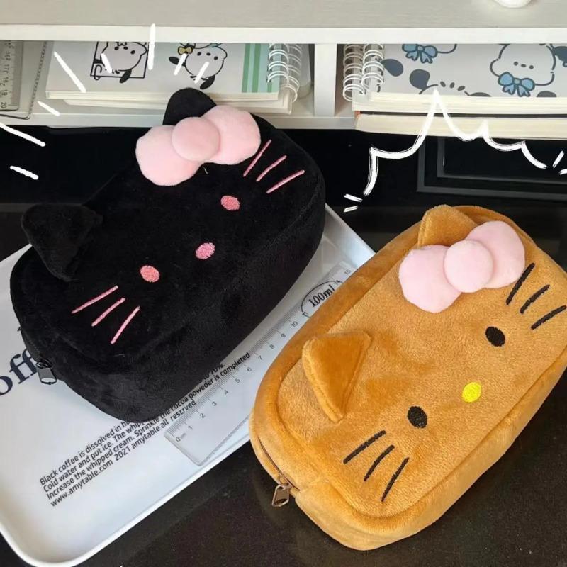 Etui drăguț de pluș Hello Kitty pentru creioane, pentru studenți, cu capacitate mare, geantă de papetărie, Kawaii, drăguț, pentru fete, geantă de depozitare pentru machiaj, cadouri pentru petreceri, KTY