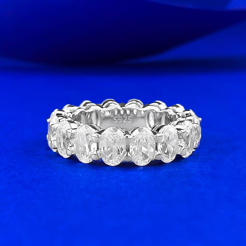 

4 * 6Mm Oval Pigeon Egg Full Diamond Row Ring Celebrity Wind Stackable Wear No. 9
