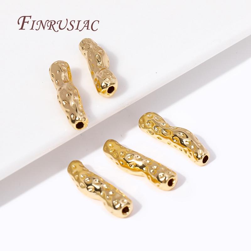 18K Gold Plated Brass Hollow Tube Bead Spacer Beads Supplies For Needlework Natural Stones Jewelry Making DIY Beadwork Accessory