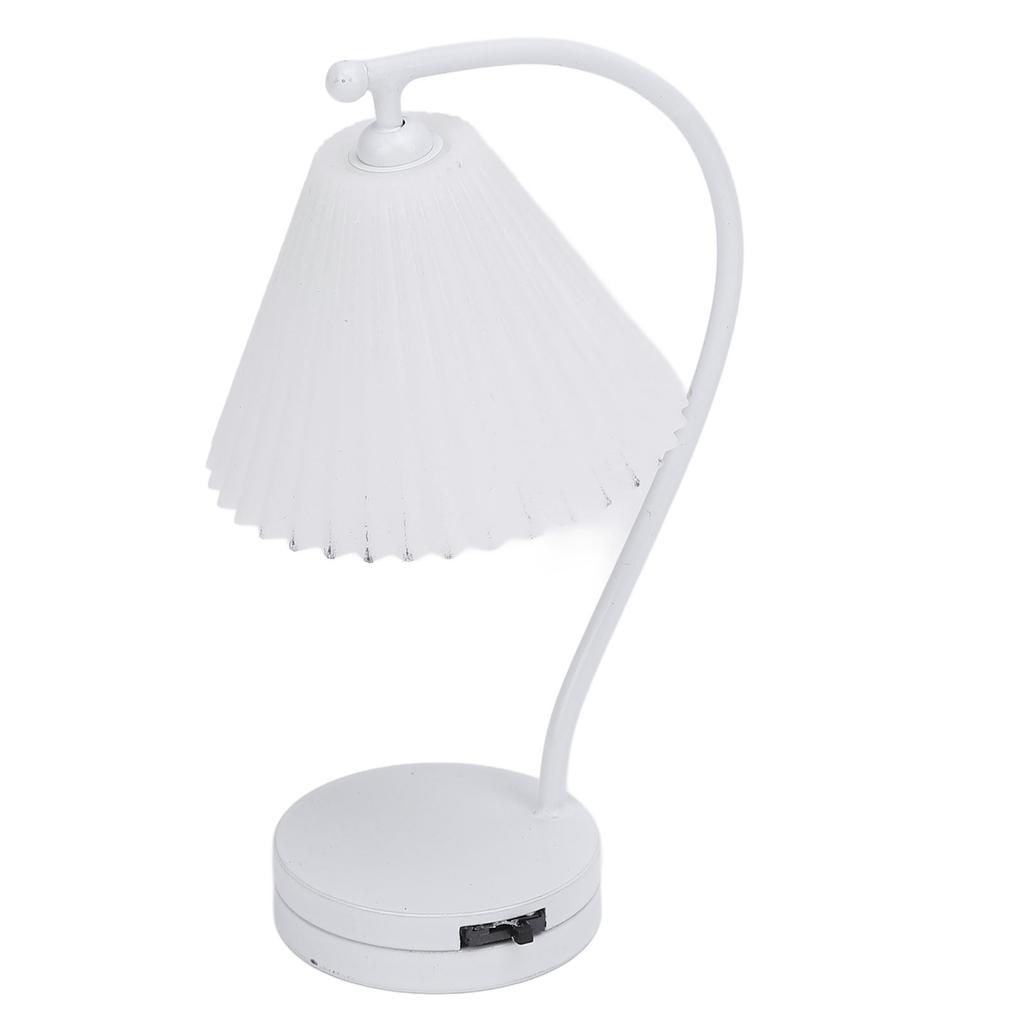 1:12 Maßstab Puppenhaus Tischleuchte Einfacher weißer plissierter Lampenschirm Tischlampe Dekoration Puppenhaus Ac