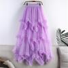Gonna Lunga in Tulle Tutù per Donna Estate Estetica Coreana Carina Rete Irregolare Vita Alta Maxi Gonna Femminile