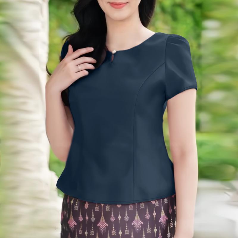 

ZANZEA Women Summer Round Neck Casual Short Sleeve Plain Blouse 5XL