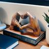 1pc Resin Heart-shaped Handmade Sculpture Decoration Statue Love Art Family Office Bookshelf Living Room Decoration Gift