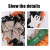 Halloween Wreath 15 Inch for Front Door, Rustic Ruffle with Rhinestone Bow Ghost And Burlap Fireplace Walls Windows Gothic Party Decor Fluffy