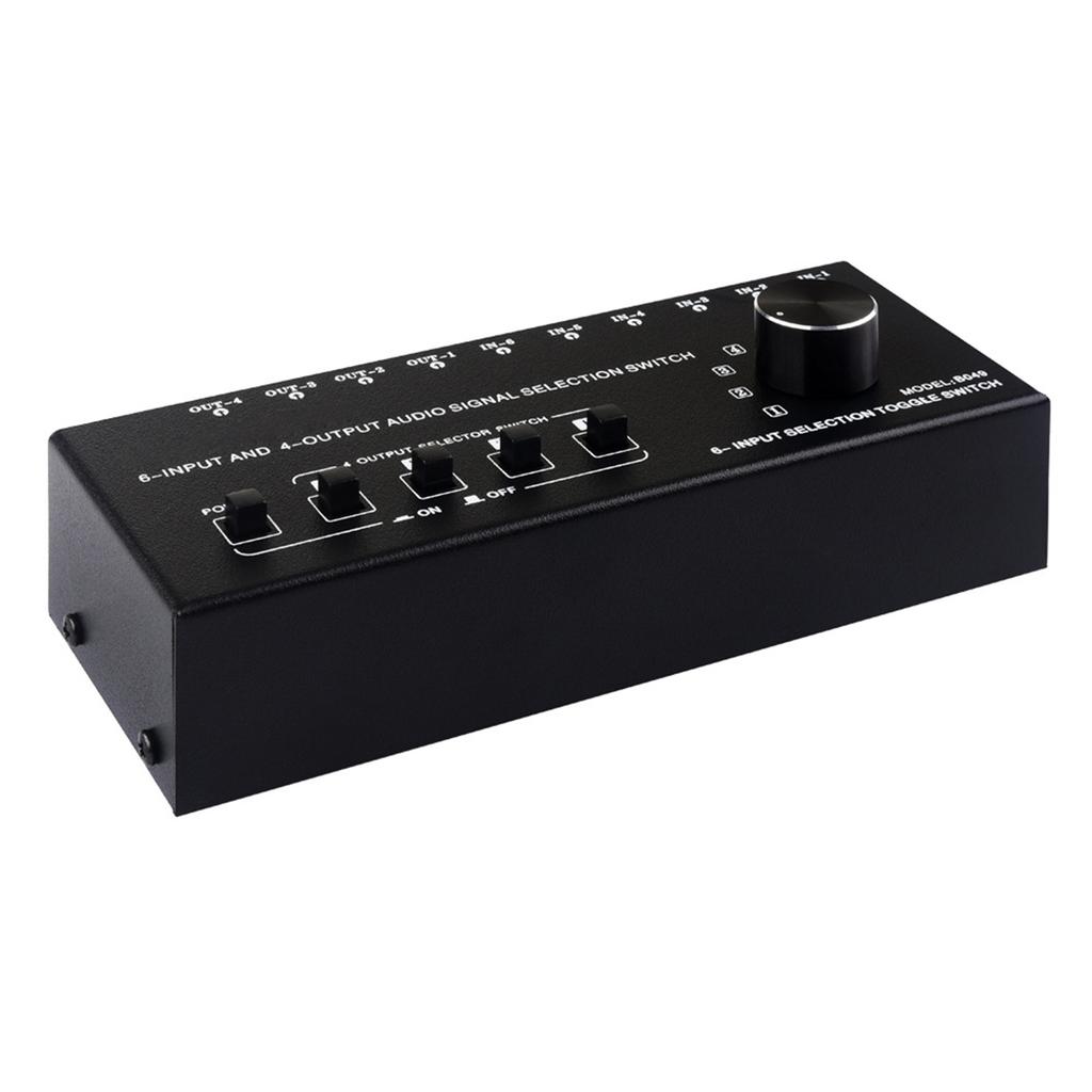 Stereo Sound Selector Sound Switcher Speaker Switching Sound Switching Box Switcher Selector for Stereo Speaker 6 In 4 Out