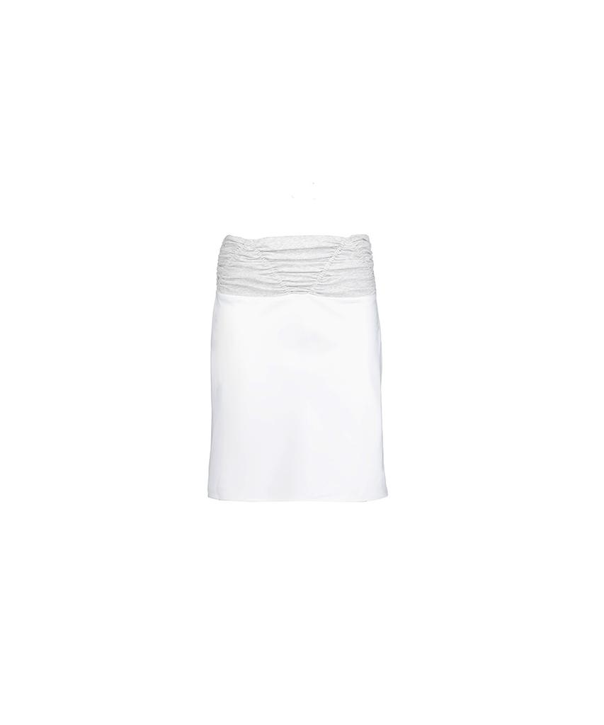 Pilse Shirring Satin Midi Skirt, White