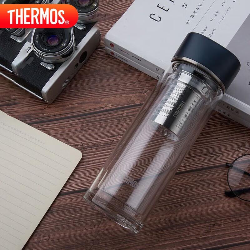 THERMOS Water Ripple Double Wall Glass Cup 400ml