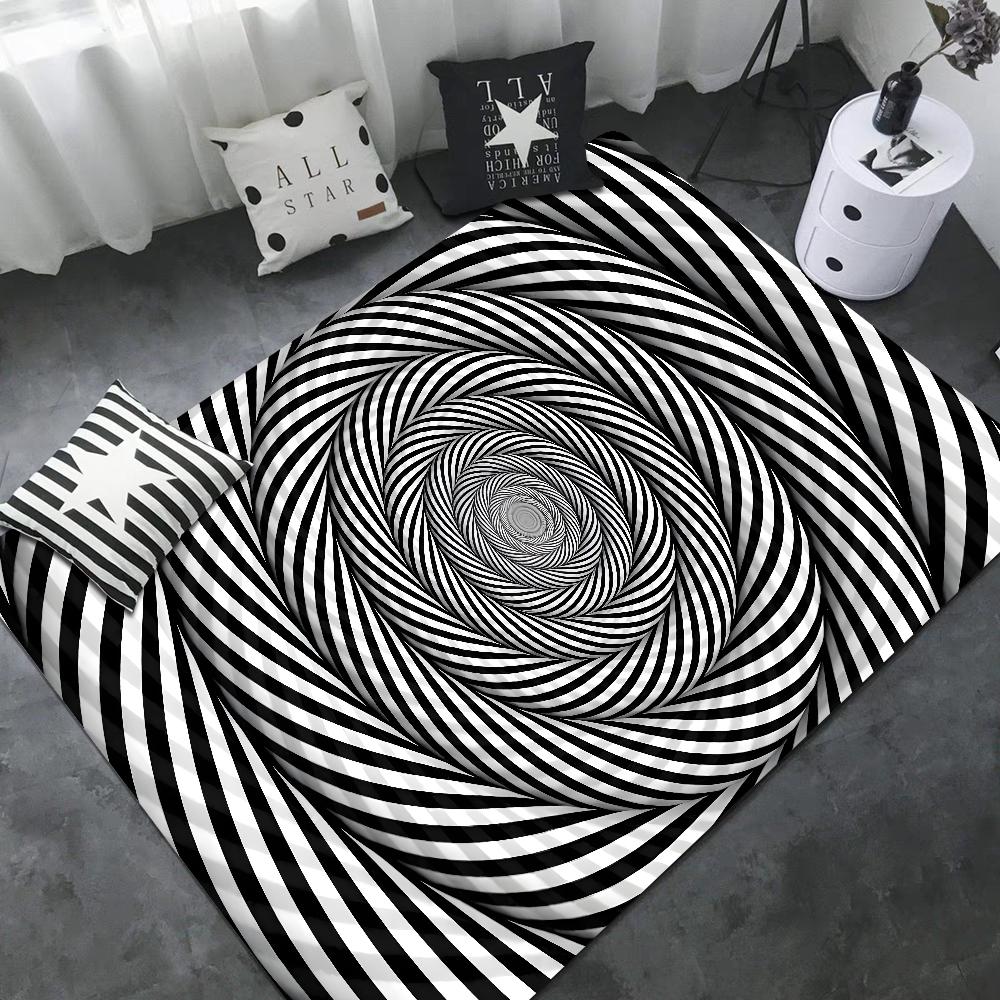 3D Vortex Illusion Fußmatte Waschbar Rutschfest Wohnzimmer Sofa Stühle Bereichsmatte Küche Fußmatte Bereichsteppich