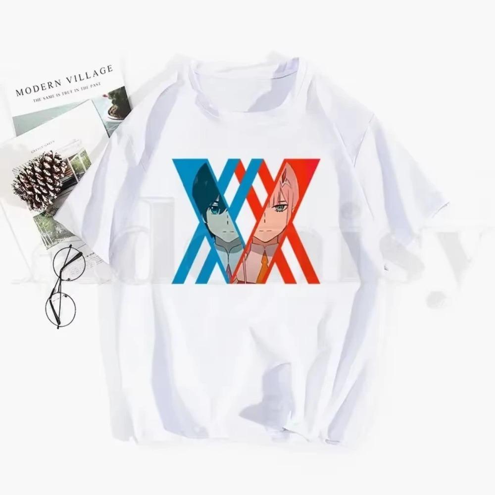 Comfortable season Zero TWO Darling In The Franxx Anime 02 Harajuku Tshirt Hip Hop GirTop Tees Harajuku Tshirts Men Fashion Summer T-shirts XL zwart