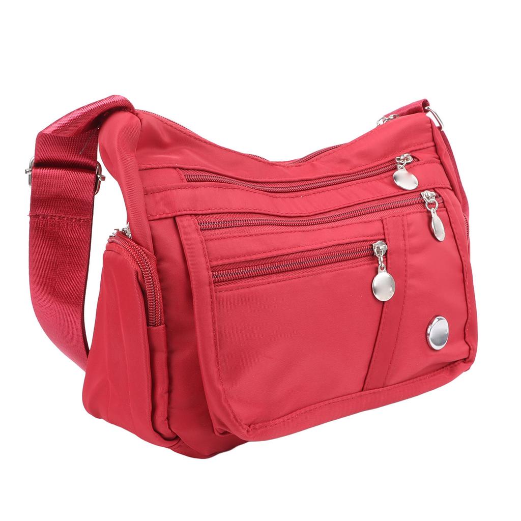 Women Waterproof Nylon Messenger Bag Fashionable Plain Color Large Capacity Shoulder Bag