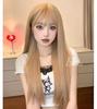 Eileen Women's Semi-Long Beige Wig, Straight, Natural, Harajuku Style, Popular, Slimming Effect, Cute, with Net