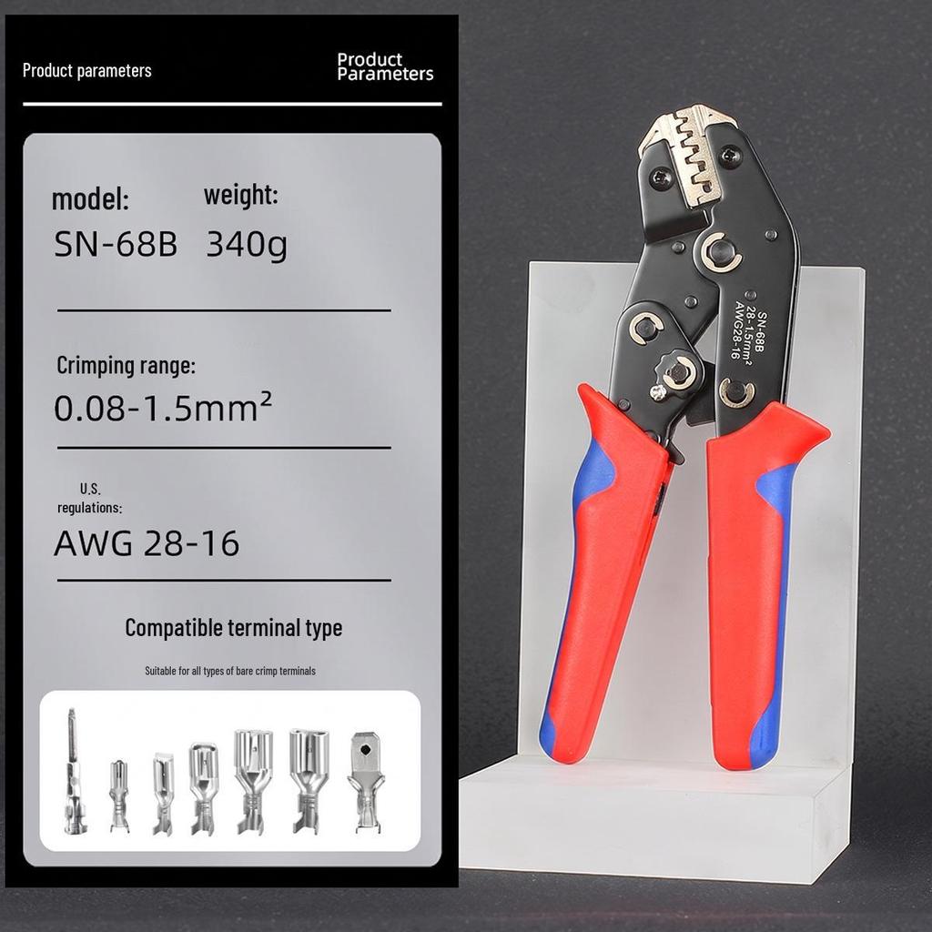 SN Series 7.5-inch Ratcheting Crimping Pliers Set - Multifunctional Cold Terminal Pliers and Mold Accessories.