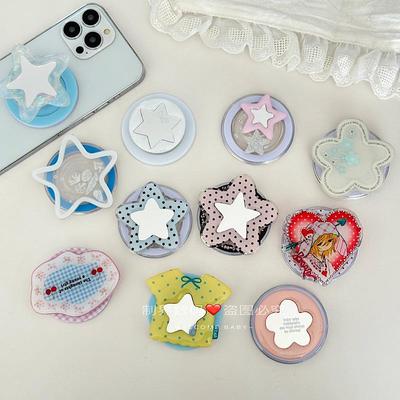 INS Style Girly Cartoon Compact Mirror with Magsafe Magnetic Air Cushion Phone Stand