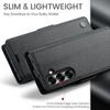 For Samsung Galaxy Z Fold7 5G Case CASEME 023 Series RFID Blocking Leather Wallet Stand Phone Cover Black