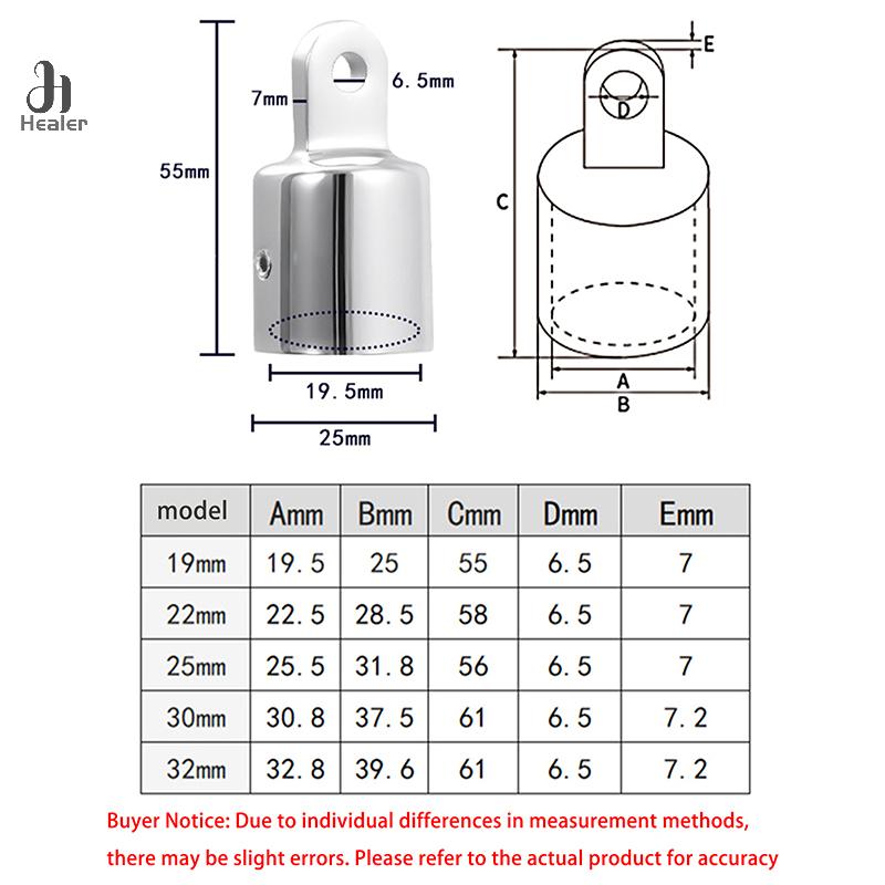 1 Stück Boots-Bimini-Top-Beschlag Deckscharnier Schiebekappe 19-32MM Rohr Ösenendkappe Äußere Ösenendkappe Sonnendachrohr Bootszubehör