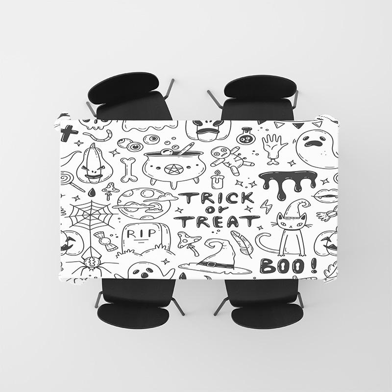 Animal Print TableclothDecorative Black White Cartoon Pet Bedding for Home Use in Dining Room or Kitchen 160x240cm Square/Table