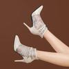 fashion Sharp toe mesh boots, high heels, women's summer 2024 fashion new mesh cool boots, fashionable and luxurious slim heel sandals