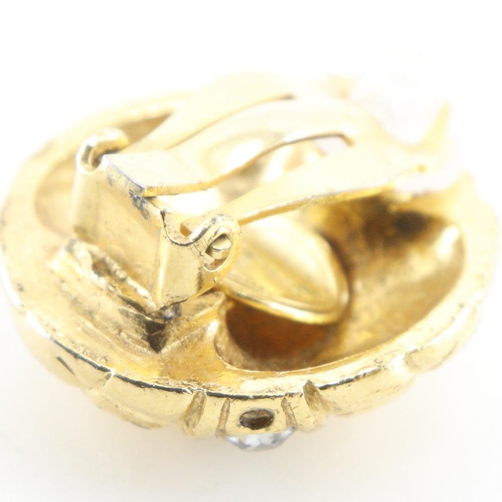 CHANEL Matelasse Earring vintage Plated Gold/Rhinestone 24g Women Used
