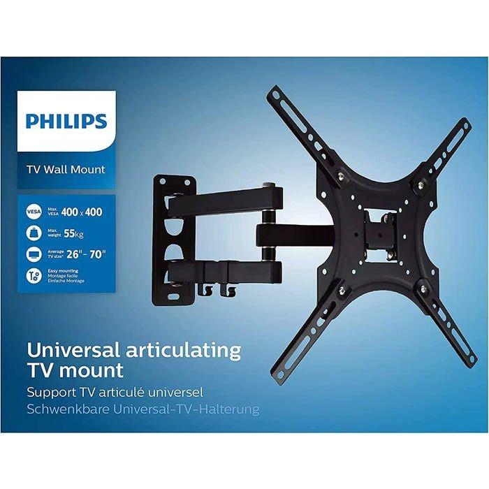 Support mural articulé - philips - 26p à 70p - inclinaison et pivotement - métal - noir