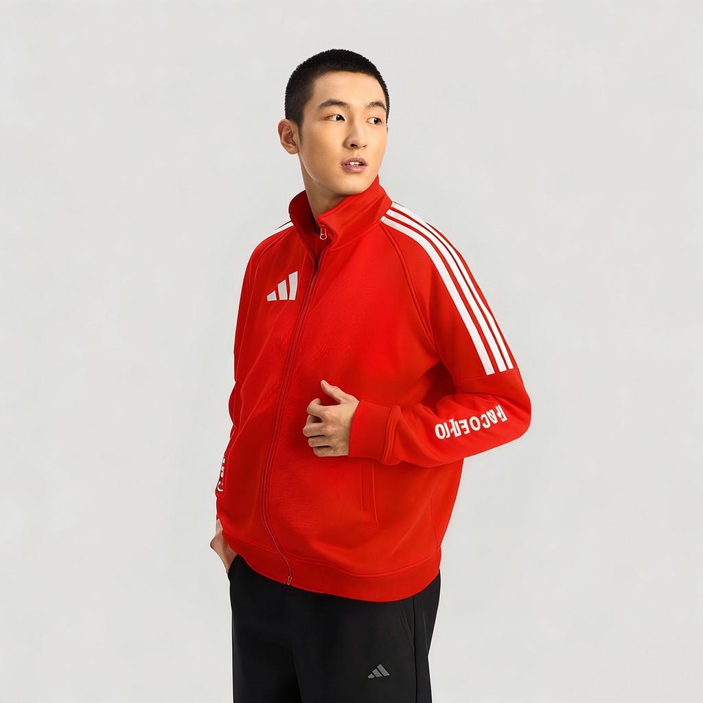 adidas Klasyczna Kurtka Sportowa z Trzema Paskami Wygodna Codzienna Kurtka Unisex Czerwona TR30JR2CS-RW