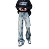 Hong Kong style new retro washed straight jeans men's street loose wide-leg trousers mid-waist trendy brand
