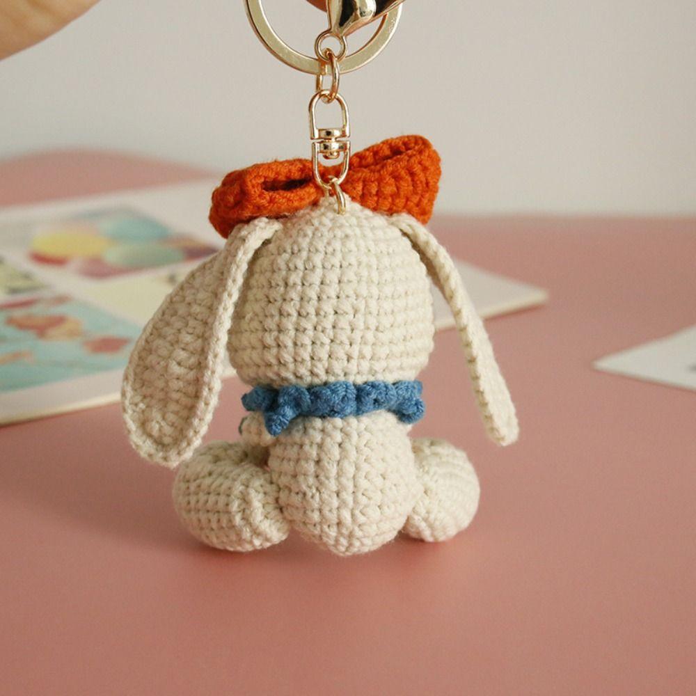 Handmaking Bunny Keyrings Cartoon Carrot Rabbit Doll Pendant Creative Crochet Keyrings Backpack