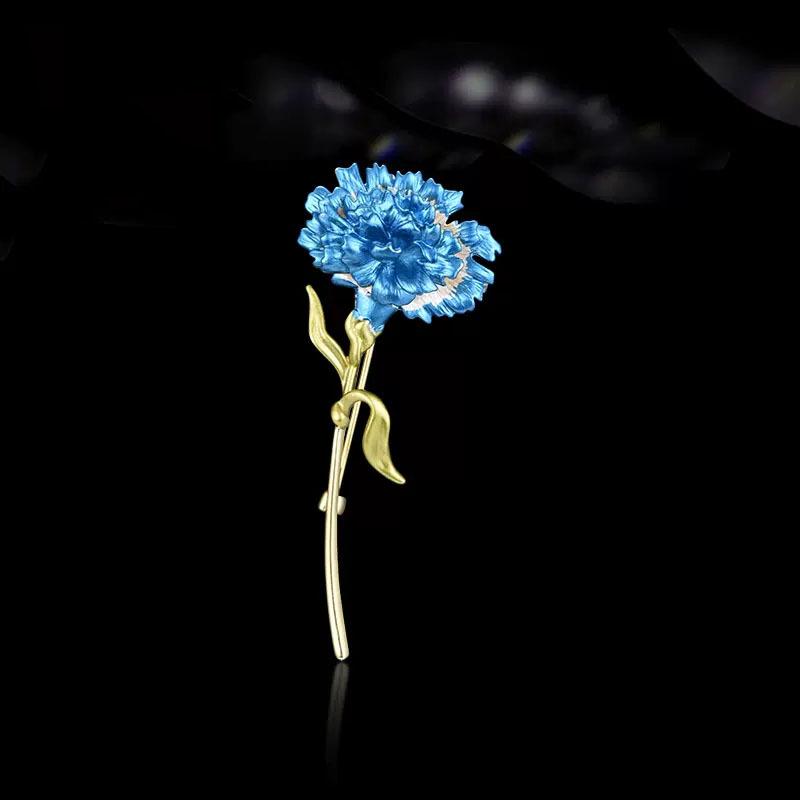 Elegant Enamel Carnation Brooch - Women's Simple, High-End Suit Accessory