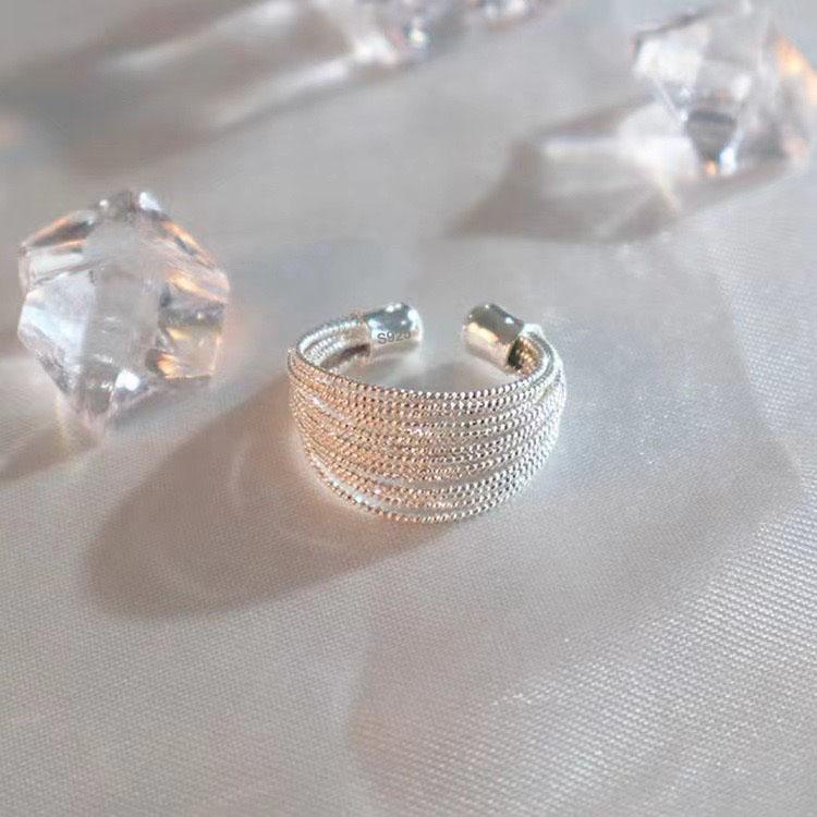 

BF CLUB 925 Sterling Rings for Women Interware Gold Lines Fashion Geometric Handmade Irregular Ring Party Christmas Gift resizable