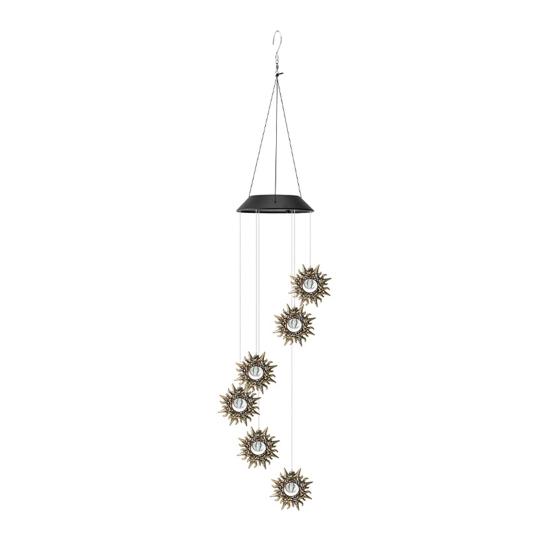 Solar Wind Chime Light, Star Sun Moon Wind Chime Solar Light, Outdoor Hanging Wind Chime, Solar Powered Garden Light for Patio Balcony Porch Terrace