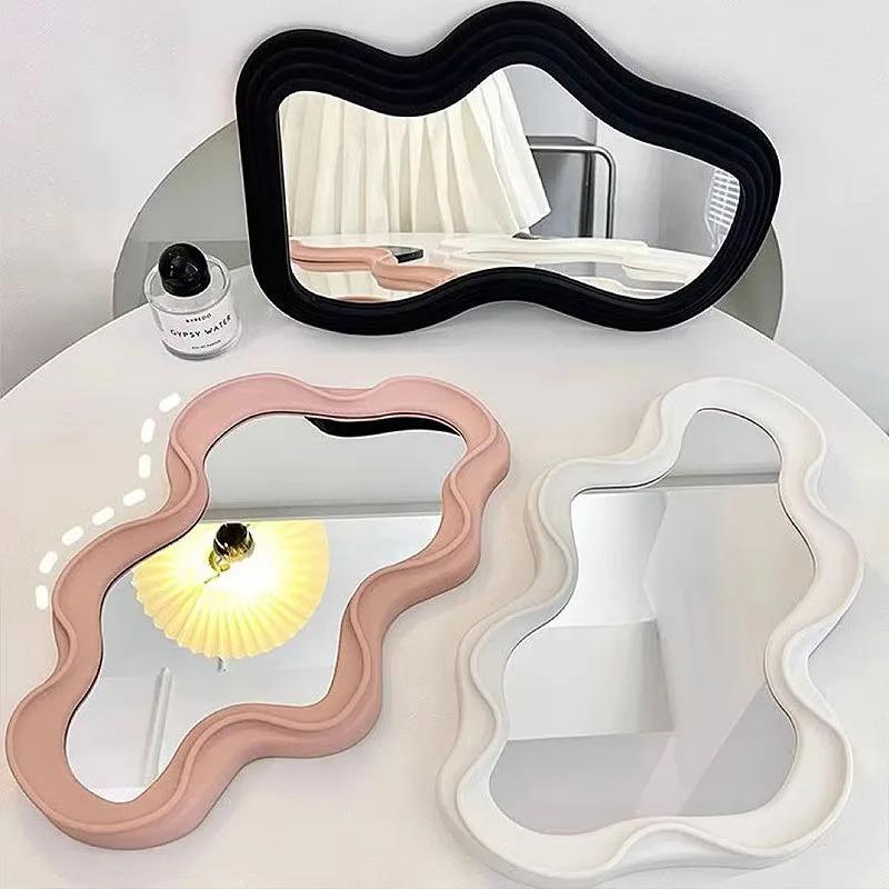 Irregular Waterproof Makeup Mirror, Cloud-shaped Vanity Mirror, Bathroom Wall-mounted & Tabletop Dual-use, Decorative Mirror