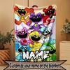 Custom Name Personalized Poppy Playtime Print Blanket, Home Decor, Bedroom, Sofa, Camping, Couch, Gifts for Birthday Christmas