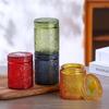 Fauvist Embossed Glass Candle Cup with Lid - DIY Soy Wax Aroma Diffuser 