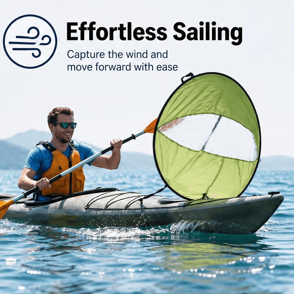 42 Inch Kayak Wind Sail Portable Foldable Durable Wind Sail with Transparent Window for Kayak Canoes