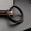 Titanium Steel Bracelet Double Layer Brown Black Leather Braided Rope Man High Quality Stainless Steel Magnetic For Women Gift