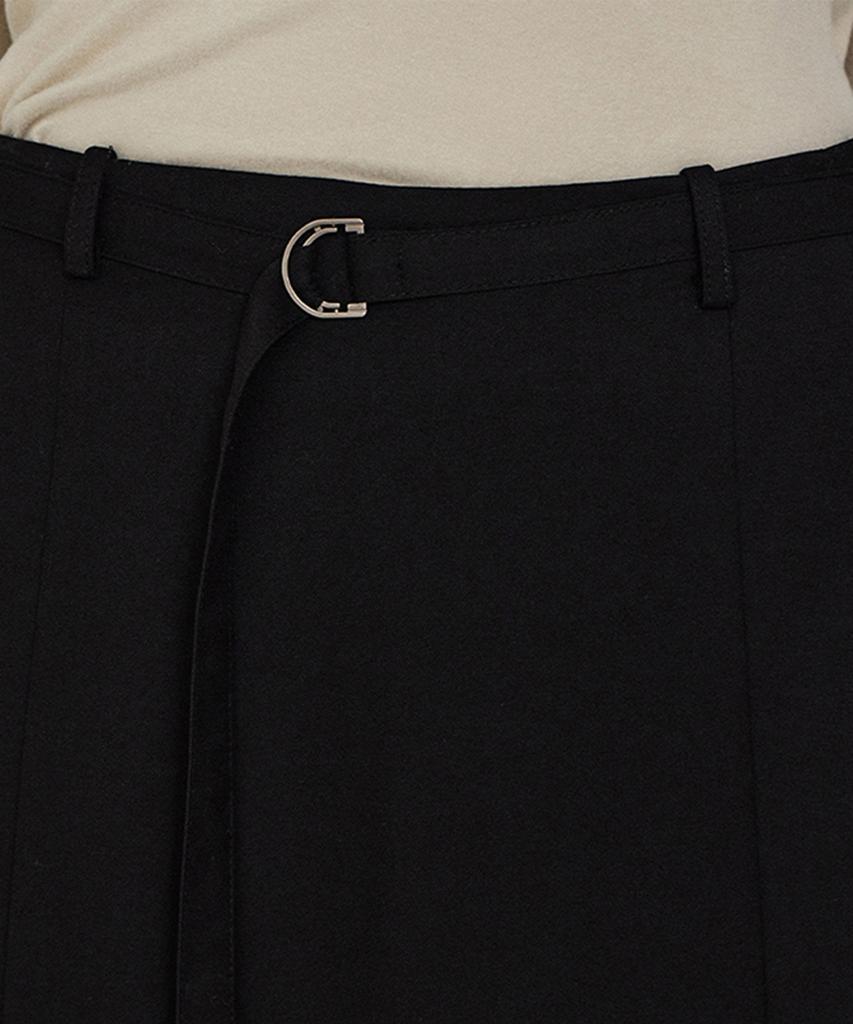 Itove Seoul Mid-Rise Wool Flare Belted Skirt Bk