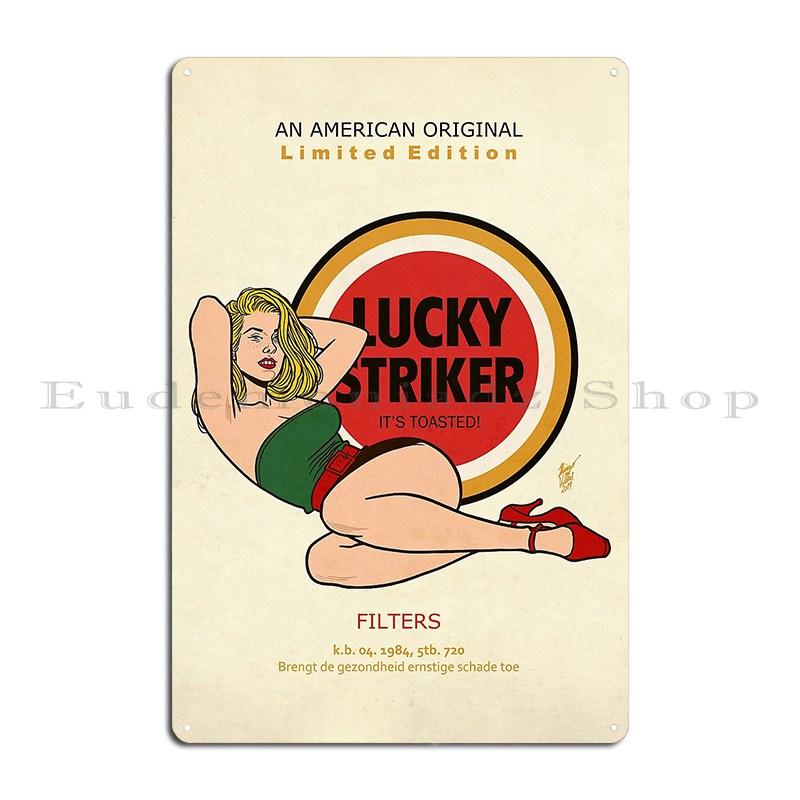 Lucky Striker Pin Up Ограниченная Серия Металлическая Табличка Классический Ретро Дизайн Персонажа Кино Жестяная Вывеска Постер 20x30cm