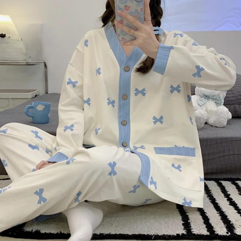 New Style Monthly Clothing Spring, Fall and Summer Postpartum Maternal Breastfeeding Breastfeeding Maternity Pajamas Homewear