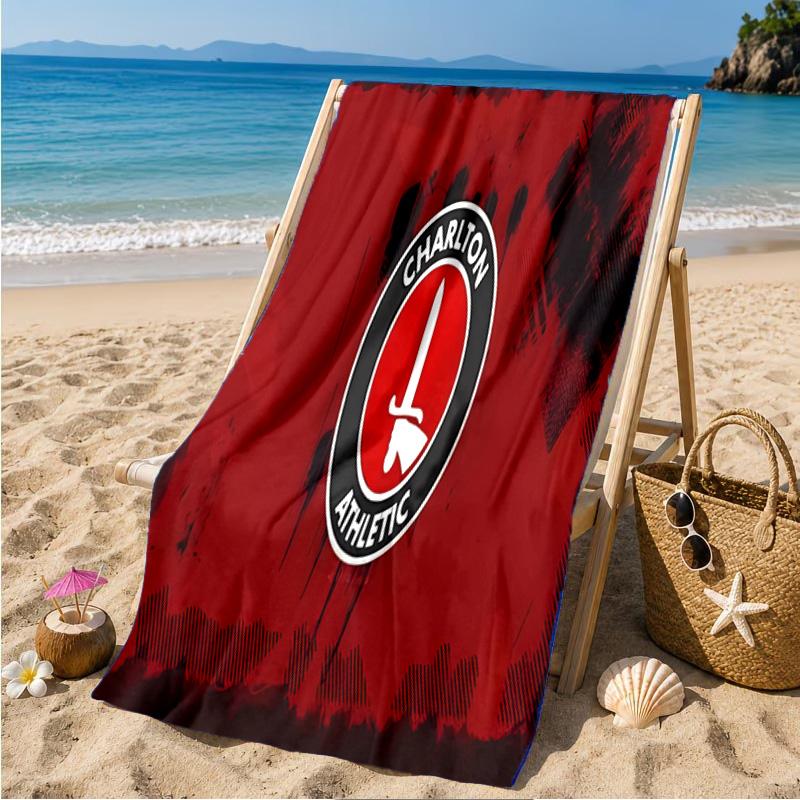 Charlton FC Crest Beach Towel Microfiber Beach Towel, Lightweight and Quick-Dry, for Summer Travel, Swimming Pool Fan Birthday Gift