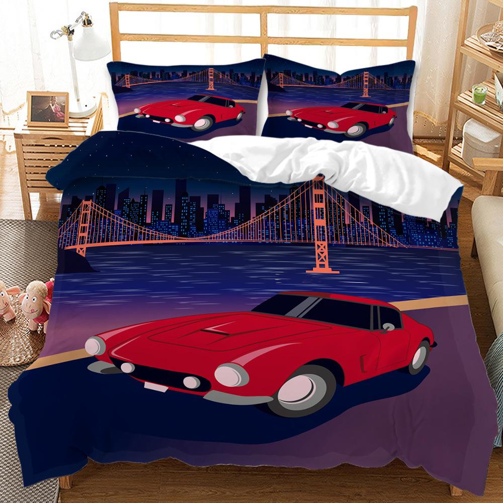 Speed Sports Car Duvet Cover Set King Queen Size 3D Extreme Sports Luxury Motorcycle For Kids Boys Teens Polyester Bedding Set