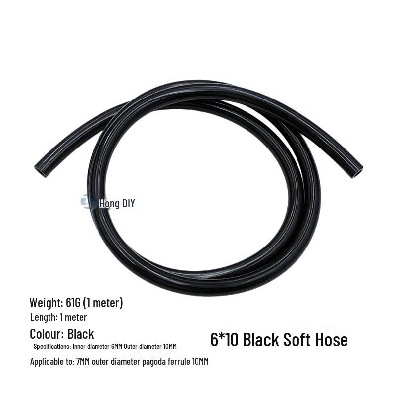 Computer All-in-One Soft Tube Water Cooling Pipe (Black/Transparent, Sizes: 5*8, 6*10, 7*11)